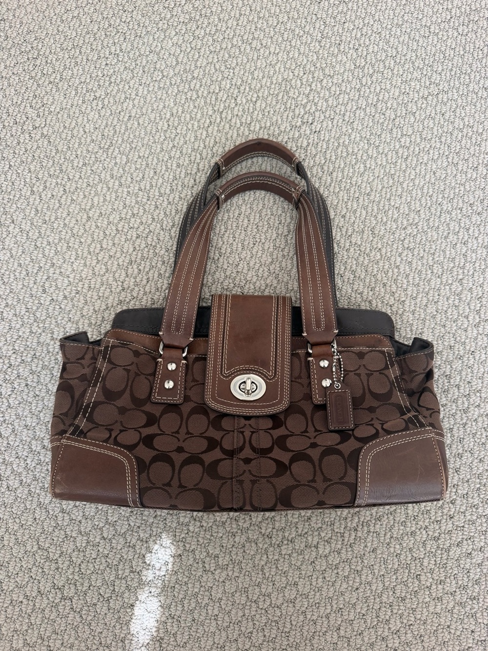 Coach Brown Signature Canvas Tote